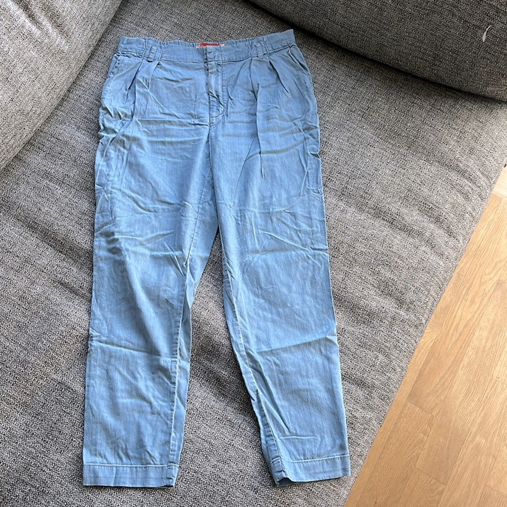 Anthropologie Cartonnier tie belted tapered soft blue jeans, size S